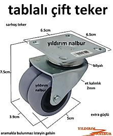 TABLALI ÇİFT TEKERLEK SEHPA TEKERLEĞİ EXTRA MASA TEKERLEĞİ TABLALI METAL KUVETLİ