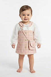 1-5 Yaş Kız Çocuk Çantalı Tüvit Elbise Takım