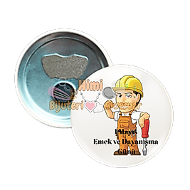 1 Mayıs İşçi Bayramı Metal Resimli İğneli Buton Rozet Magnet Anahtarlık Açacak Çanta Rozetleri M2