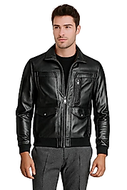 Duran Hakiki Deri Erkek Siyah Mont