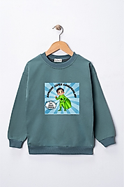 Erkek Çocuk "Ramazan Süper Kahramanları Cömert" Baskılı Pamuklu Sweat