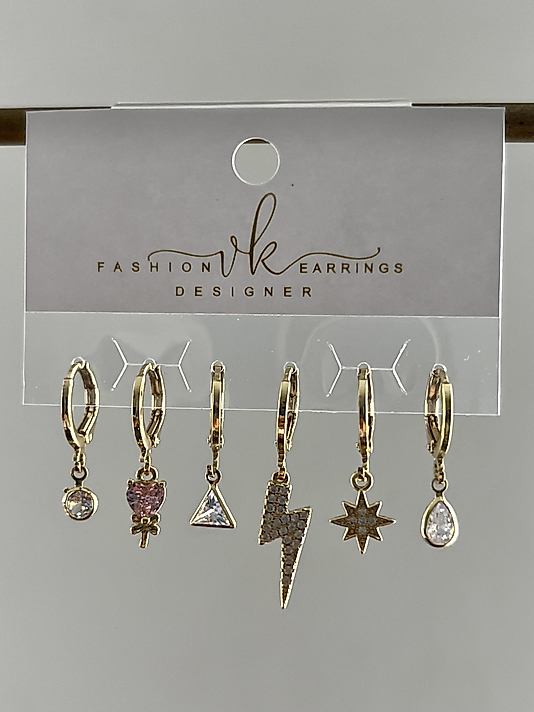 Gold 6’lı Yıldız-Şimşek Küpe (ÇELİK DEĞİLDİR)