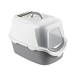 Stefanplast Cathy Easy Clean Gri Beyaz Kapalı Kedi Tuvaleti (56 x 40 x 40 cm)