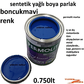 BONCUKMAVİ SENTETİK YAĞLI BOYA 0.750LT MAVİ RENK AHŞAP METAL BOYA
