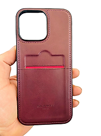 İphone 16 Pro Max Kartlıklı Deri Telefon Kılıfı Bordo