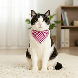 Yakalı Tatlı Pembe Kareler – Pamuklu Küçük Irk Pet Yaka | FEDD’s Pet Style