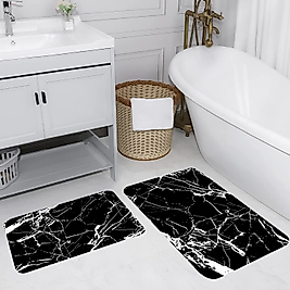 Rovigo Home Dijital Baskı Yıkanabilir Kaymaz 2 li Banyo Takımı