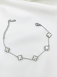 Küçük Yonca Model Beyaz Çelik  Bileklik(SILVER)