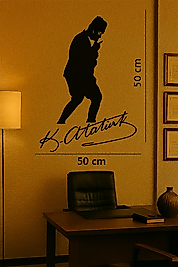 Ahşap İşleme Duvar Süsü- Atatürk Silüeti- 50 cm x 30 cm
