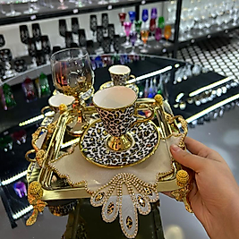 6’lı leopar desen fincan takımı