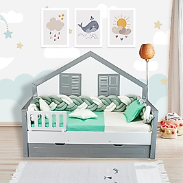 TUGU HOME&BABY KADİFE MONTESSORİ PAMUKLU 6 PARÇA 90x190 cm MONTESSORİ YATAK,TEK KİŞİLİK MONTESSORİ UYKU SETİ