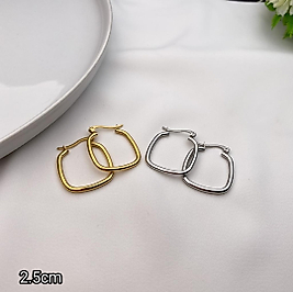Kare Model Gold Çelik Küpe