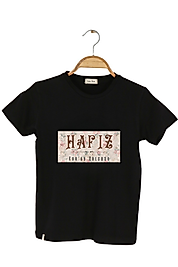 Yetişkin Kısa Kollu Bisiklet Yaka "Hafız Kuran Yolcusu" Baskılı Tişört Mevsimlik Pamuklu