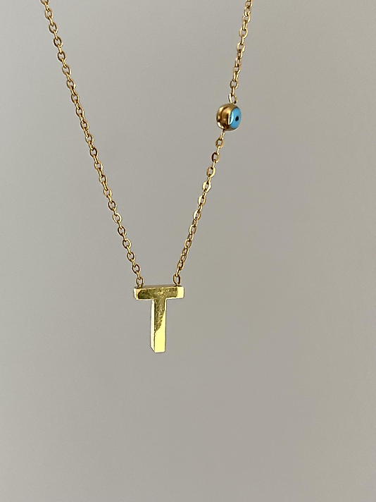 Çelik T Harf Minimal Gold Kolye