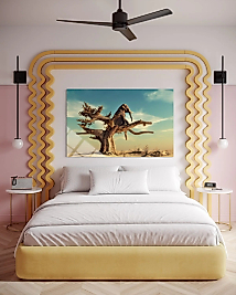 Ağaç Üstünde Oturan Fil Cam Tablo