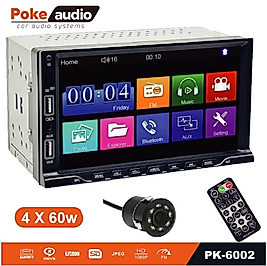 Double Din Teyp 7 İnch 4x60 Watt 2xusb Şarjlı Kameralı Poke Pk-6002