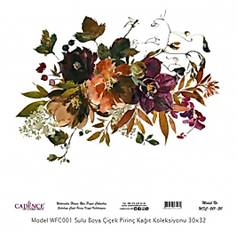 Model WFC001 Sulu Boya Çiçek Pirinç Kağıt Koleksiyonu 30x32