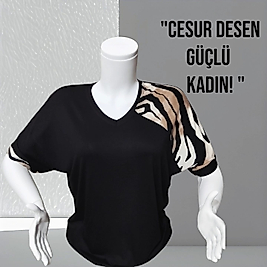 zebra kol desenli bluz