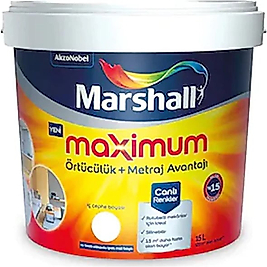 marshall maximum silikonlu iç cephe boyası 15 lt renk seçiniz