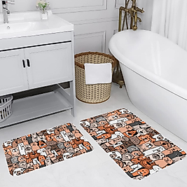 Rovigo Home Dijital Baskı Yıkanabilir Kaymaz 2 li Banyo Takımı