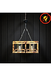 Dekoratif İkili Ahşap Kafes Avize