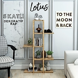 Lotus 5 Katlı Dekoratif Raf / Çok Amaçlı Kullanım (Atlantik Çam)