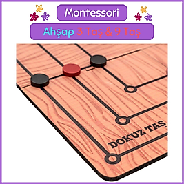 Montessori Ahşap 3 Taş & 9 Taş Oyunu