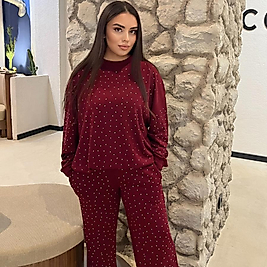 Erla Taş Detaylı Eşofman Takımı Bordo