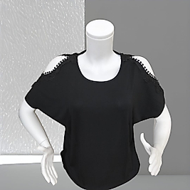 omzu pencereli siyah penye bluz