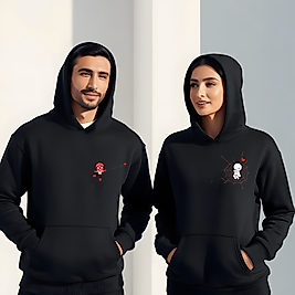 Örümcek Adam Görselli Kombin Sevgililer Günü Slimfit Kapüşönlu Hoodie Sweatshirt