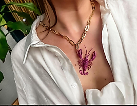 Istakoz Kolye Gold Pembe