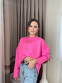 FUŞYA OVERSİZE BİSİKET YAKA MARKA MODEL YUMOŞ KAZAK