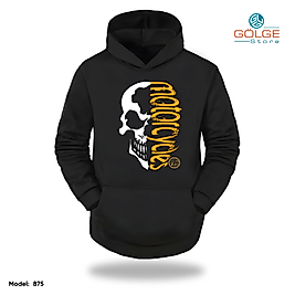 Motorcu Model Slimfit Kapüşönlu Hoodie Erkek kadın Sweatshirt