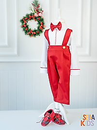 Erkek Çocuk Kırmızı Renk Salopet Takım