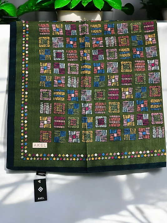 Digital Soft Eşarp Kırçılı Kare Desen