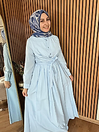 Beli Bağlamalı Gömlek Elbise