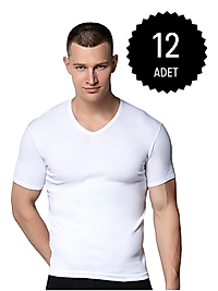 Gümüş 4051 Erkek V Yaka Spor Kollu Fanila Beyaz 6 lI Paket