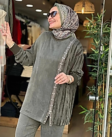 zımba detaylı ipek Qupra takim