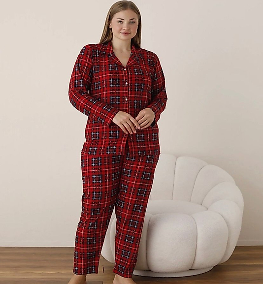 BOYRAZ SÜET DÜĞMELİ BATTAL PİJAMA TAKIMI