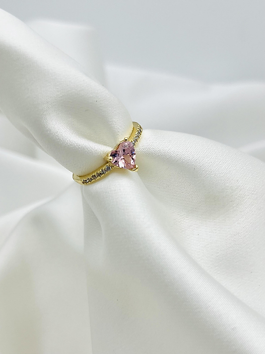 Çelik Gold Pembe Kalp Yüzük