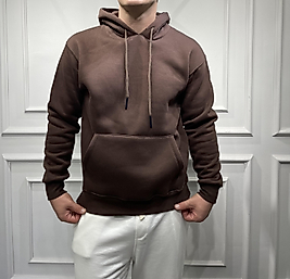 Kanguru Kapüşonlu Sweatshirt Kahve - 2002S
