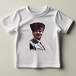 Atatürk Baskılı günlük ve Okul Grurupları için Ulusal model Normal Kalıp  Çocuk Tişört
