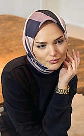 Lorenza Baskılı Pamuk Eşarp Gül Kurusu