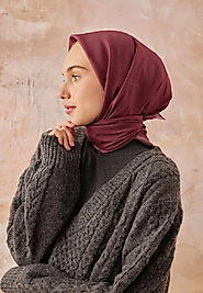 Modal ipek eşarp, bordo.