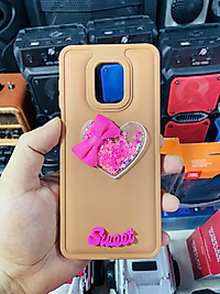 Redmi Note 9 Pro - 9s Kalp Kabartmalı Simli Telefon Kılıfı