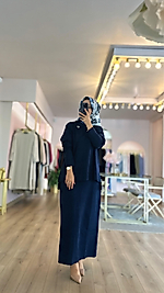 Hâbel Etekli Takım Lacivert