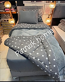 TEK KİŞİLİK WELSOFT UYKU SETİ DÜZ GRİ YILDIZ