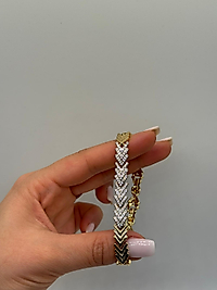 XUPİNG Zirkon Taşlı V Form VIP Çelik Bileklik – 14K Altın Renk