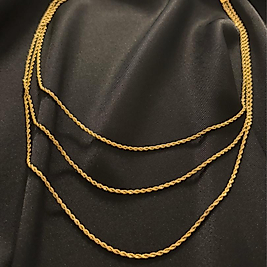 3'lü Gold Çelik Zincir Kolye-50 cm