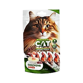 EuroGold Cat Tavuk Etli ve Ciğerli Sıvı Kedi Ödül Maması 5 x 15 g